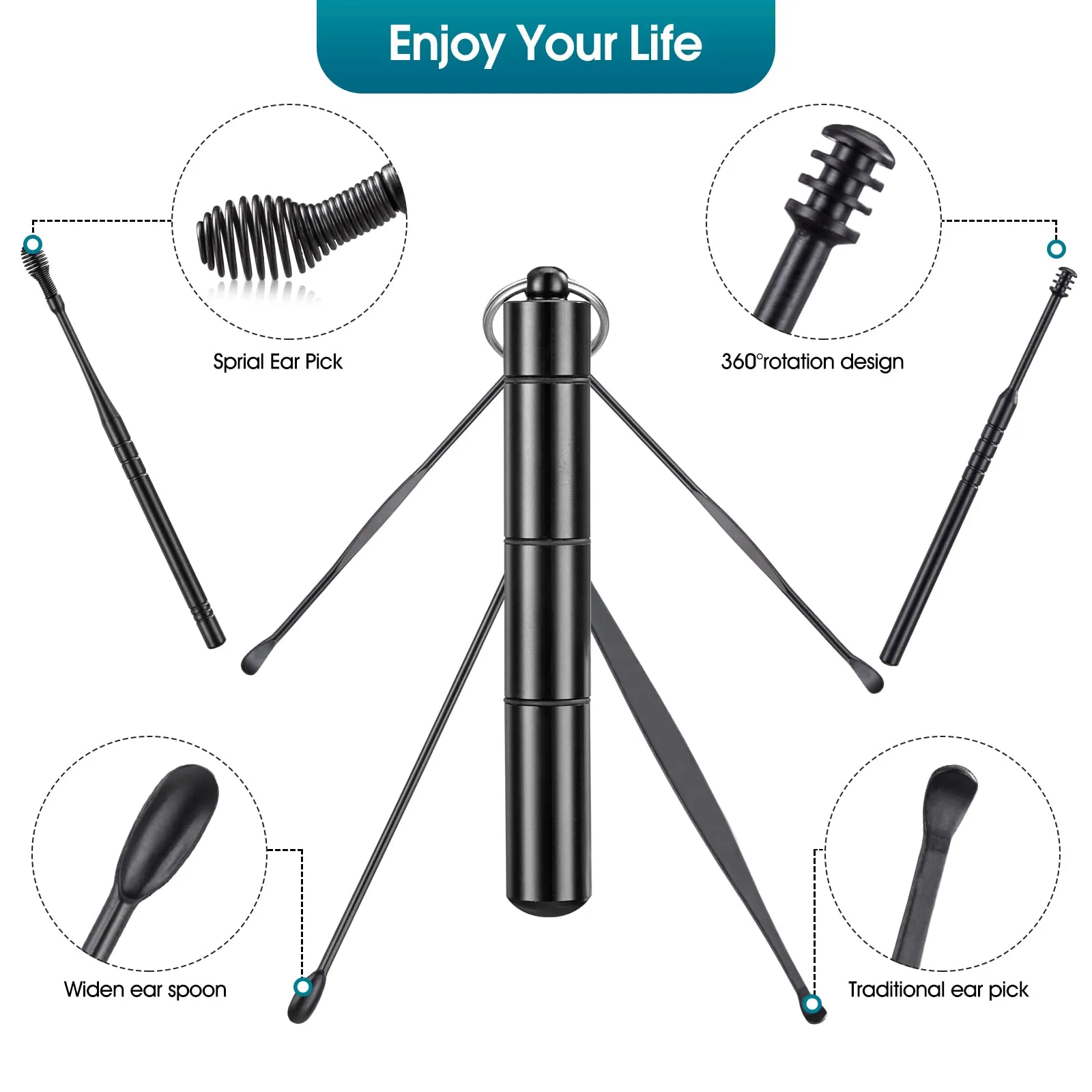 11 Pcs Ear Wax Removal, Ear Cleaner Ear Wax Removal Tool, Ear Cleaning Kit Earwax Removal Kit Stainless Steel Ear Pick Set with Cleaning Brush and Storage Box 11 Pcs Ear Wax Removal Tool