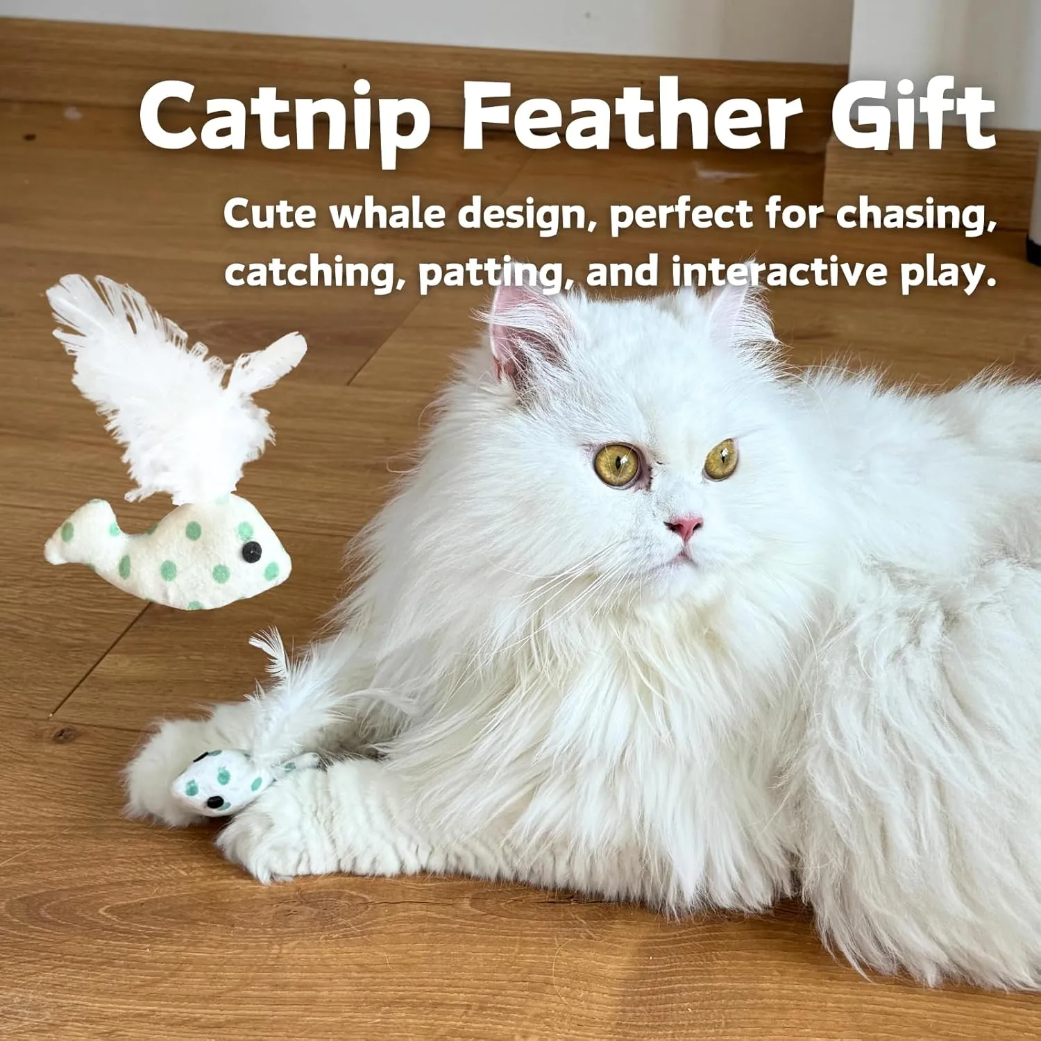 12 Pack Natural Catnip Pouches for Cat Toys, Non-Woven Fabric Cat nip Refills, Gift Packaging with Catnip Tea Bags and Feather Whale Toy