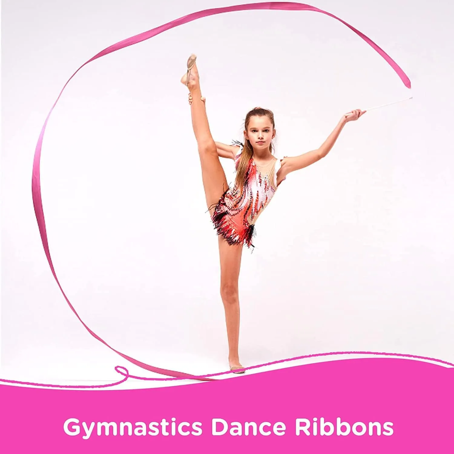 12PCS Rainbow Dance Ribbons Party Favors for Girls Rhythmic Gymnastics Ballerina Birthday Party Streamers Decoration, Kids Circus Carnival Ribbon Silks Sticks Wands