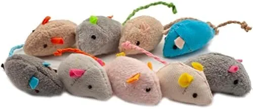 18-Pack Plush Catnip-Filled Mice Toys for Indoor Cats