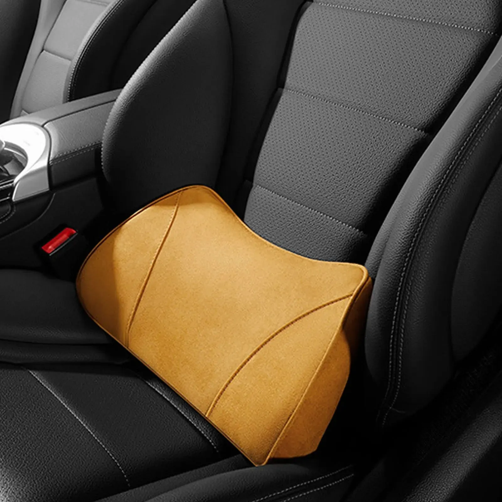 2-in-1 Memory Foam Car Seat Booster & Lumbar Pillow – Universal Driver Cushion with Suede Cover