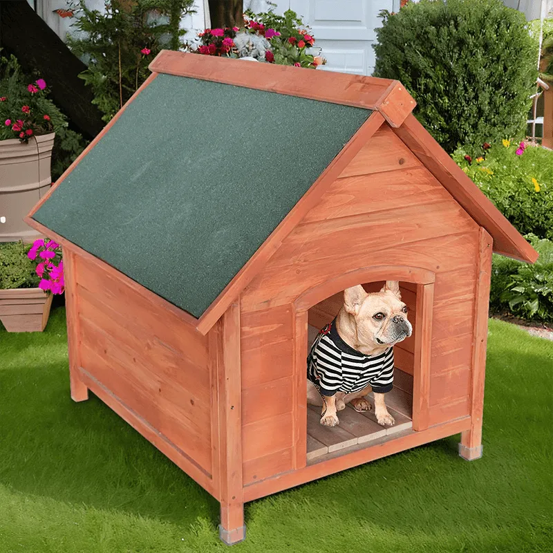 33.5" Golden Wooden Outdoor Dog Pet House with Strong Durability