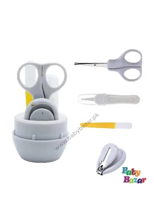 4-in-1 Baby Grooming Kit, with Baby Nail Clippers, Scissor, Nail File& Tweezer |Grey