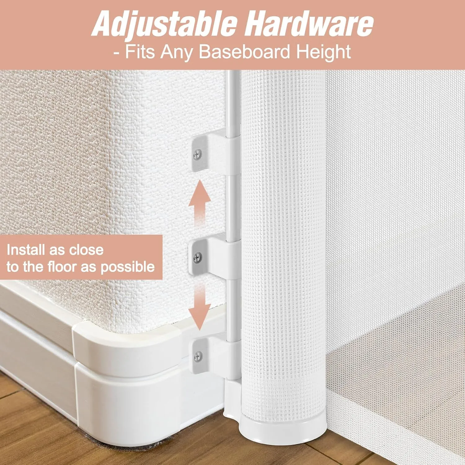 48 Inch Extra Tall Pet Gate 55" Wide Retractable Baby Gates, Extra Tall Cat Gate Indoor/Outdoor Retractable Gate Tall Baby Gates for Dogs Extra Tall Gates for Cats - No Jumping Over, White