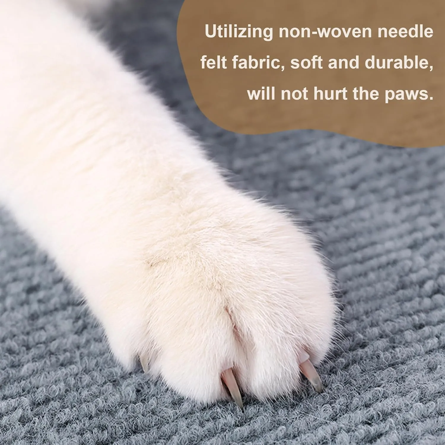 4PCS Cat Scratch Mats 39x12, Trimmable Self-Adhesive Cat Scratching Post Carpet Cover for Furniture, Includes Pendant Toy,White Velcro - Suitable for Large Medium and Small Cats (Beige)