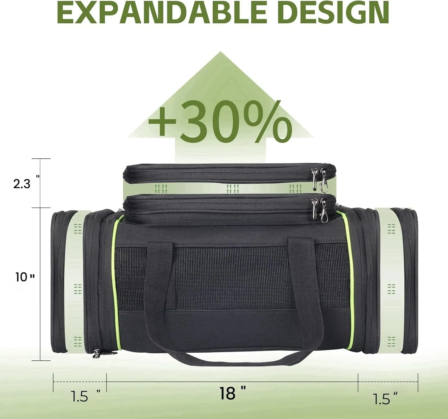 Airline Approved Pet Carrier for Small Dogs & Cats | Soft-Sided Lightweight Collapsible Travel Carrier with Ventilation Mesh(Fits Under Airplane Seat, 16")(Black)