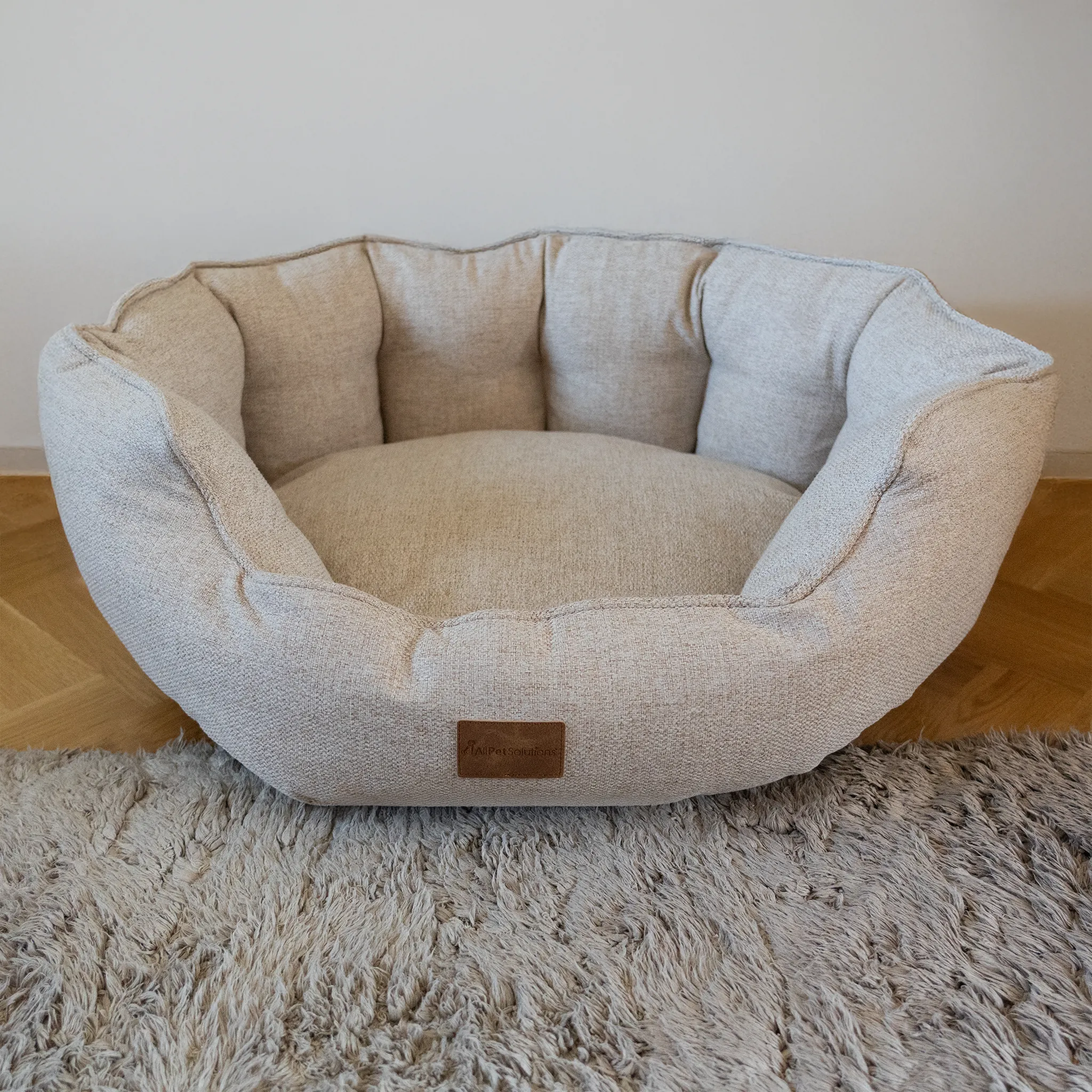 AllPetSolutions Alfie Premium  Luxury Dog Bed - Ivory Cream - S/M/XL
