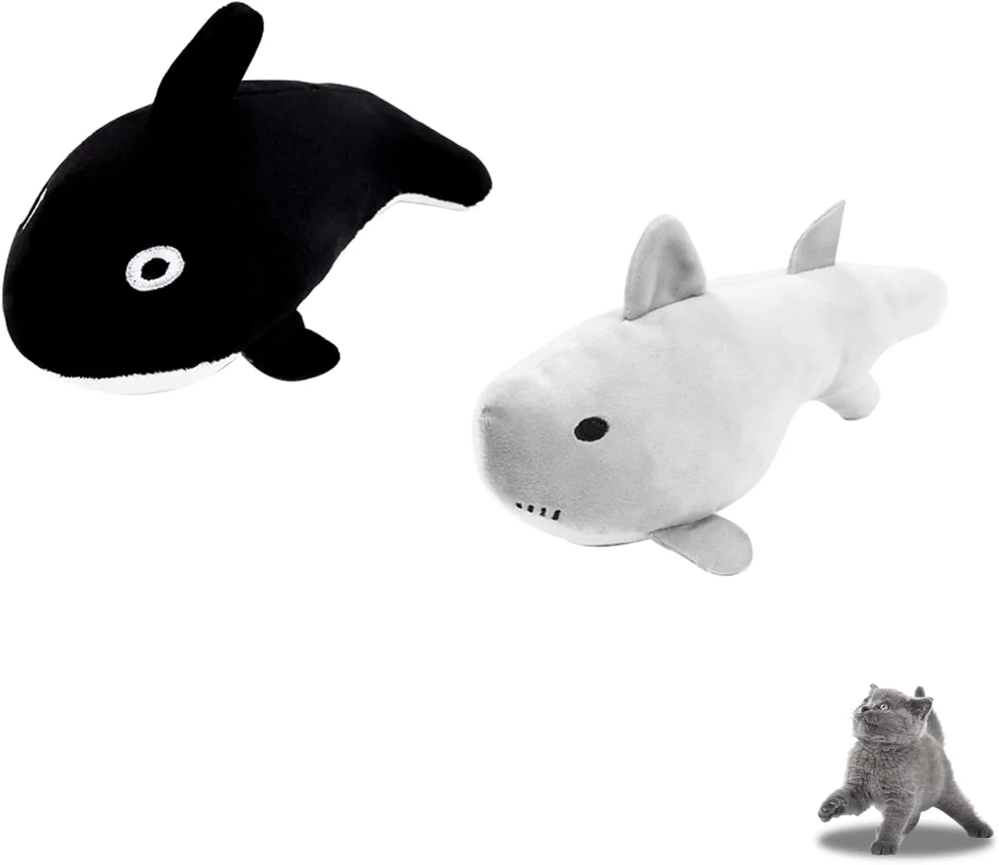 Andiker Cat Catnip Toys, 2Pcs Soft Crab&Starfish Cat Plush Toy Cat Toys for Indoor Cats Catnip Chew Toys PP Cotton Pet Toys for Kitten Gifts and Cat Lovers Interactive Catnip Toys (Gray Black)