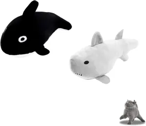 Andiker Cat Catnip Toys, 2Pcs Soft Crab&Starfish Cat Plush Toy Cat Toys for Indoor Cats Catnip Chew Toys PP Cotton Pet Toys for Kitten Gifts and Cat Lovers Interactive Catnip Toys (Gray Black)