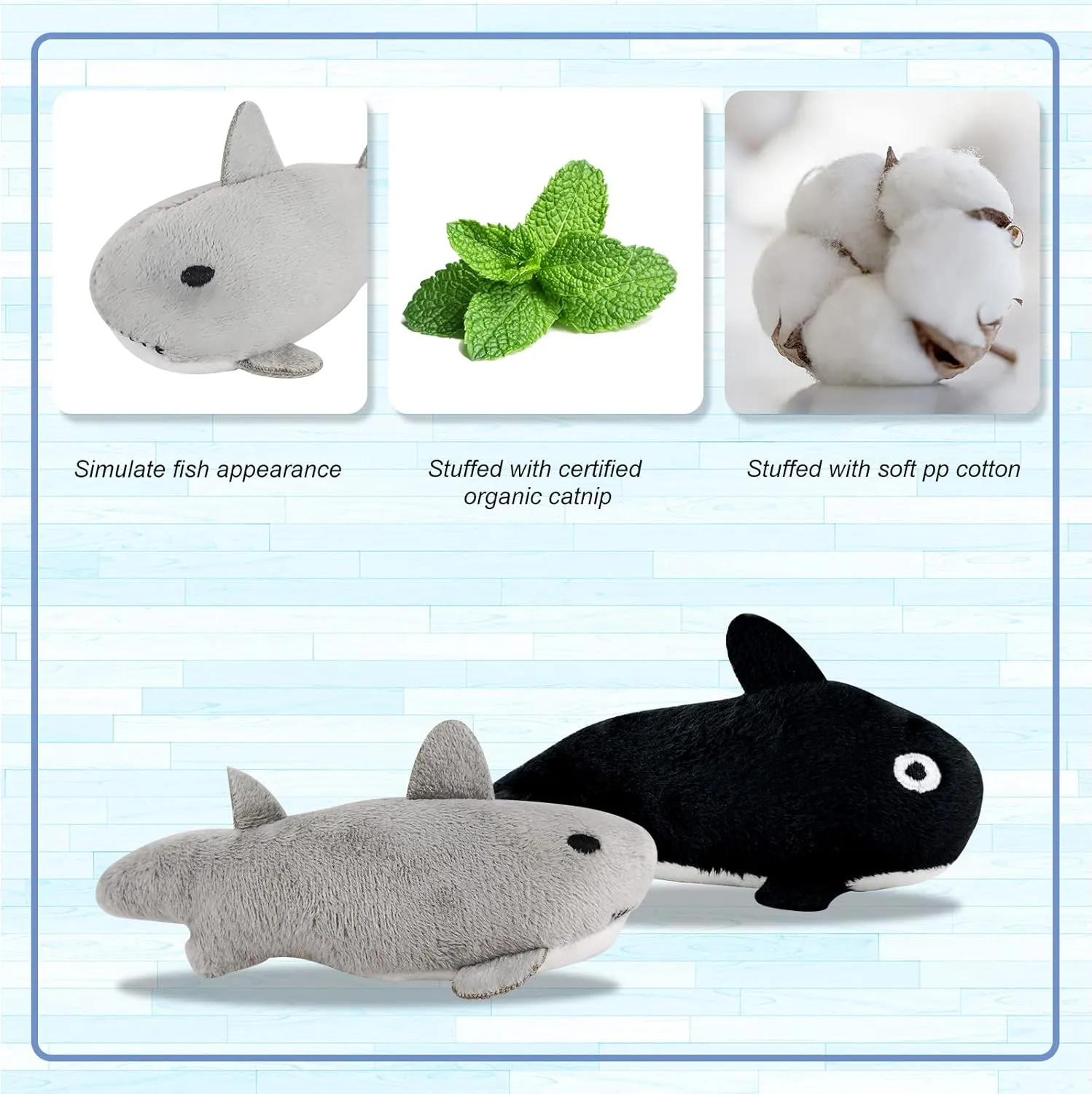 Andiker Cat Catnip Toys, 2Pcs Soft Crab&Starfish Cat Plush Toy Cat Toys for Indoor Cats Catnip Chew Toys PP Cotton Pet Toys for Kitten Gifts and Cat Lovers Interactive Catnip Toys (Gray Black)