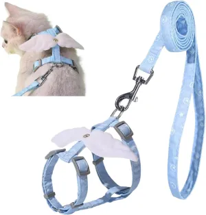 Angel Wings Pet Harness and Leash Set for Dogs & Cats, Adjustable I-Shaped Chest Strap, Padded Anti-Break Rope