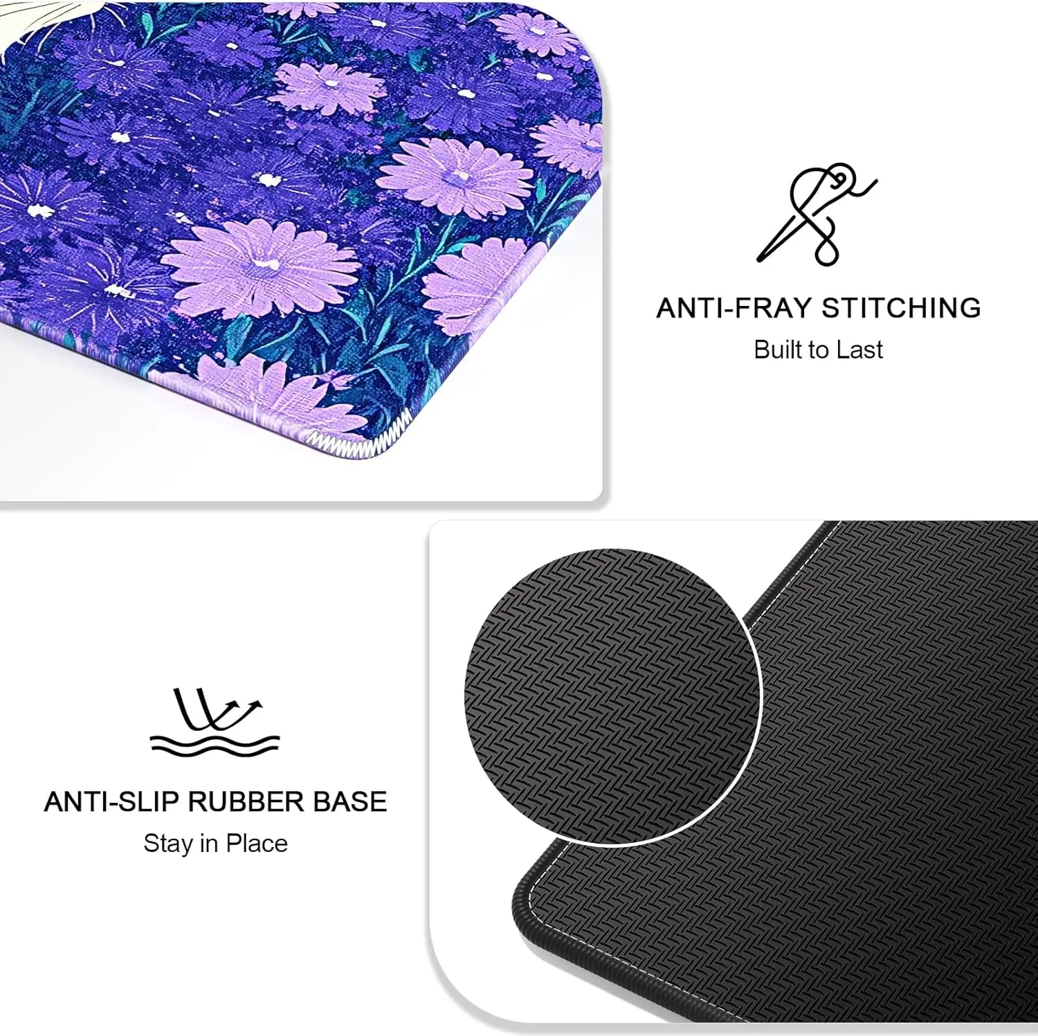 Auhoahsil Large Mouse Pad, XXL Gaming Mousepad, Desk Mat for Desktop, Thick Rubber, Big & Long Size, Stitched Edges, Full Desk Pad for Laptop & Computer, Extended 35.4 x 15.7 in, Cat and Hibiscus