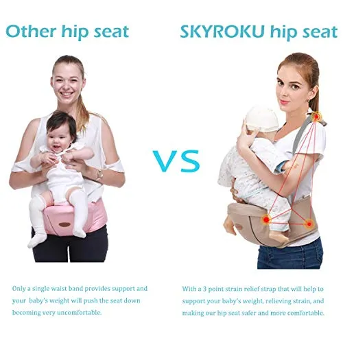 Baby Hip Seat Carrier Waist Stool – SKYROKU Baby Carrier for Child Infant Toddler with Adjustable Back Strain Relief Strap Safety Certified (Navy Blue)