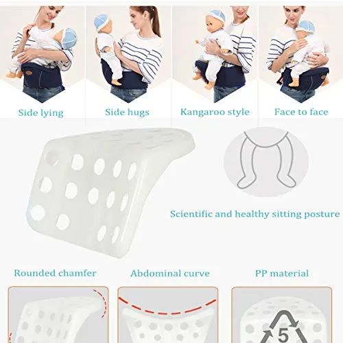 Baby Hip Seat Carrier Waist Stool – SKYROKU Baby Carrier for Child Infant Toddler with Adjustable Back Strain Relief Strap Safety Certified (Navy Blue)