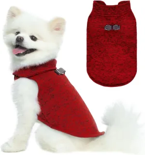 BINGPET Dog Jacket with Integrated Harness, Pullover Dog Fleece Coat, Red, Size S