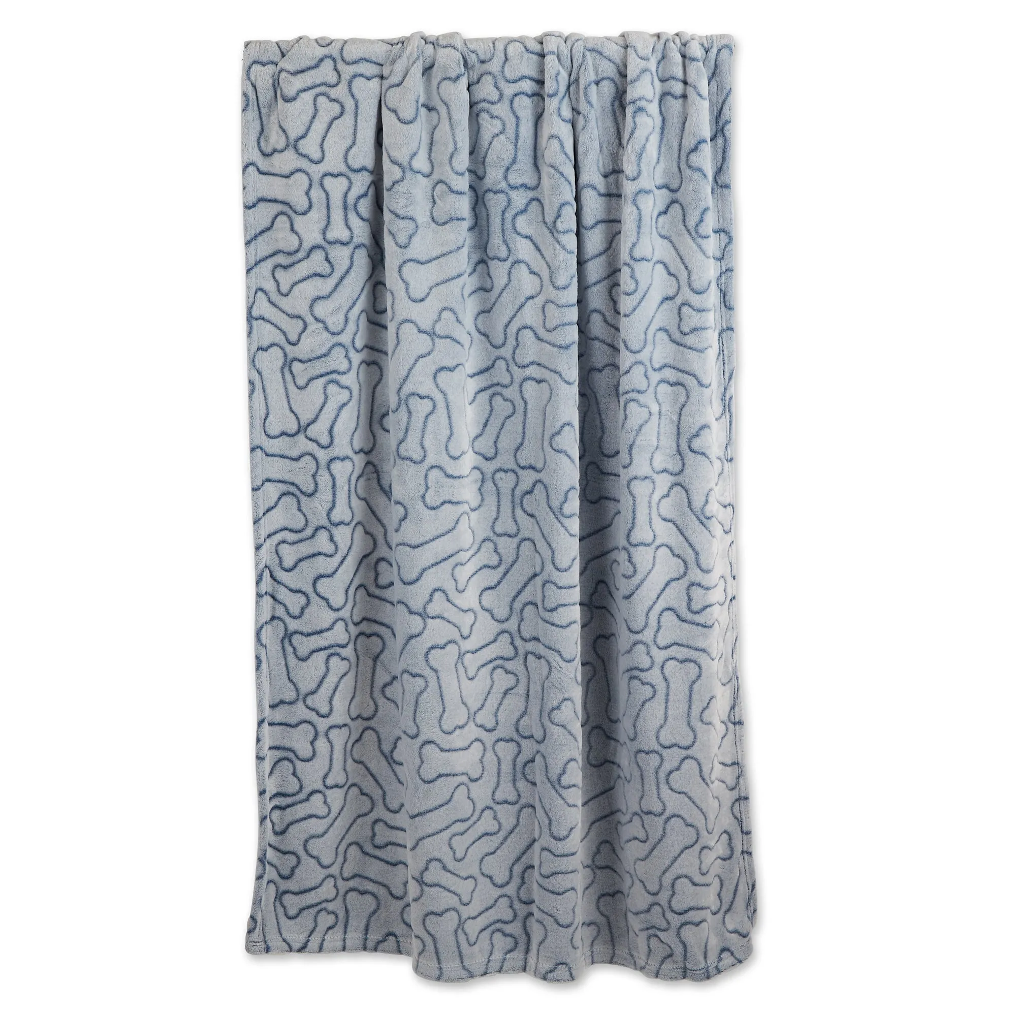 Bone Dry Fleece Pet Blanket, Embossed Bone Print, Navy - 36x48"