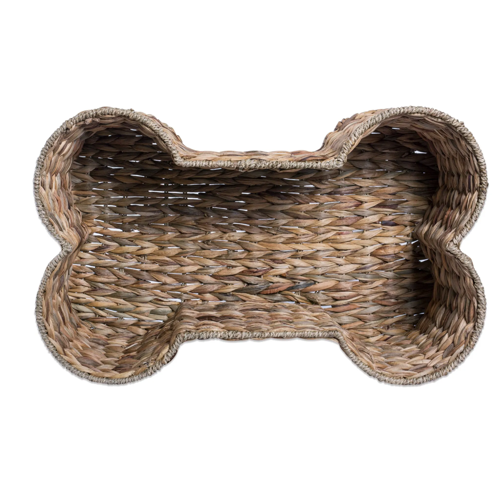 Bone Dry Hyacinth Pet Storage Basket, Bone Shaped, Natural, Large - 24x15x9"