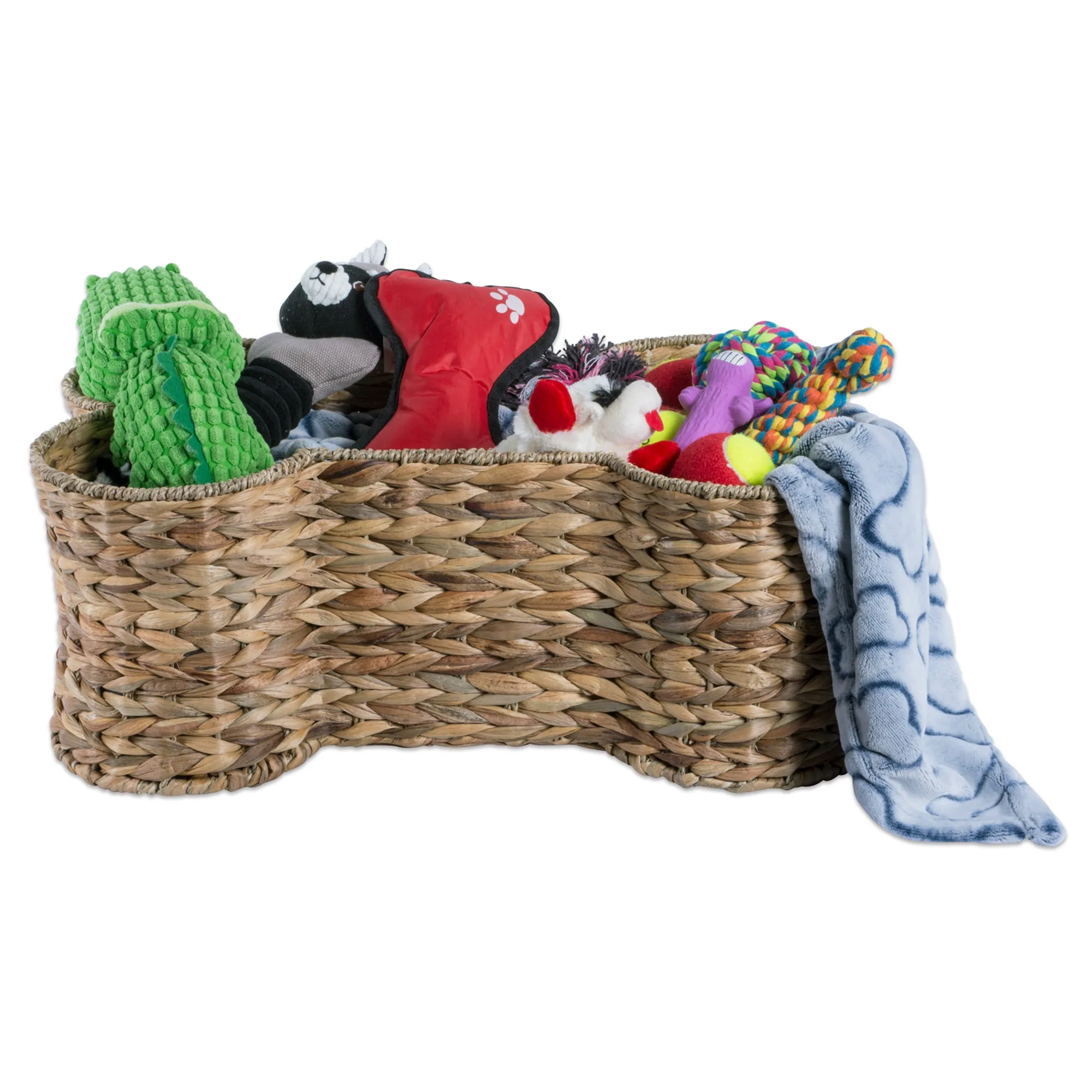 Bone Dry Hyacinth Pet Storage Basket, Bone Shaped, Natural, Large - 24x15x9"