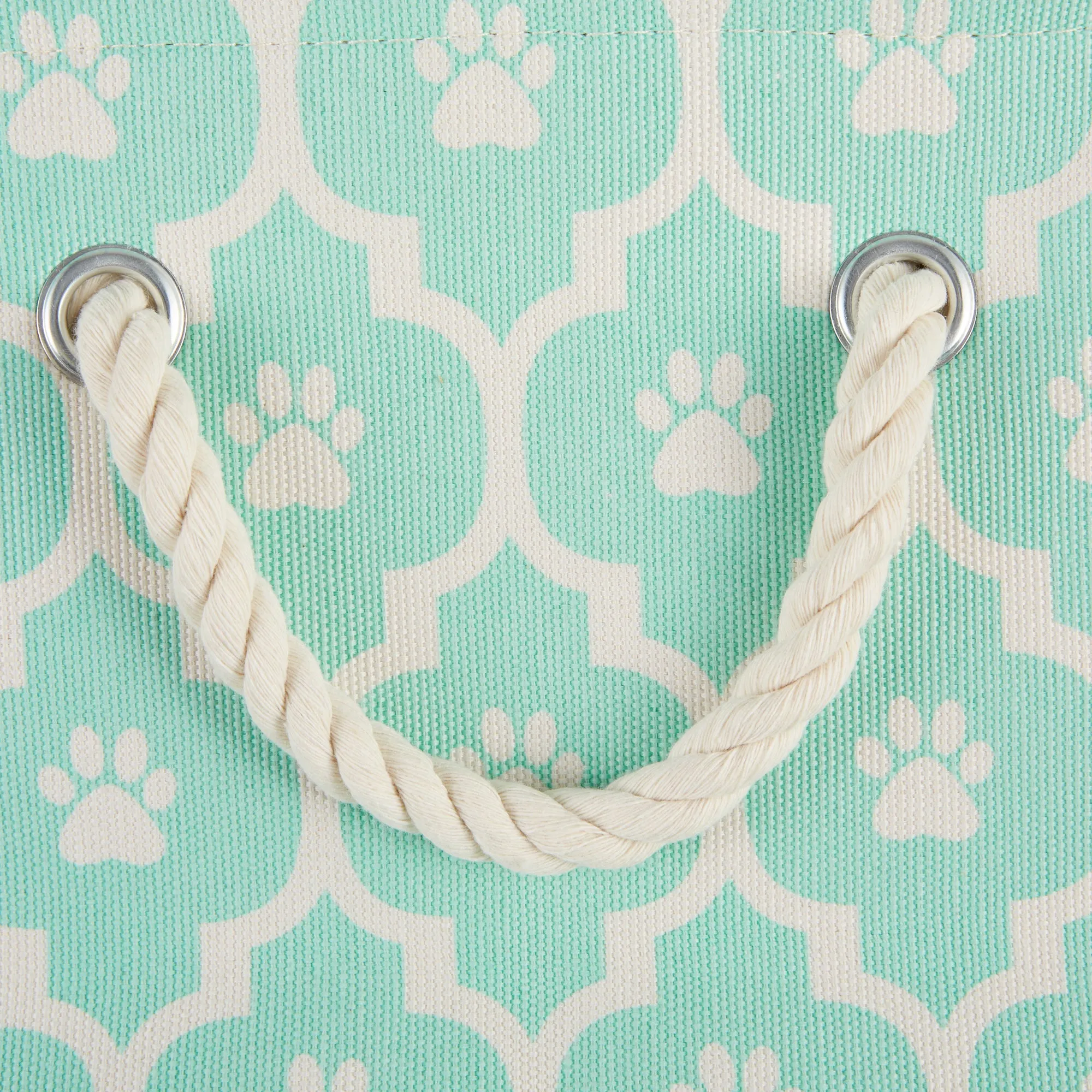 Bone Dry Pet Storage Bin, Lattice Paw Print, Aqua, Medium Round - 15x12"
