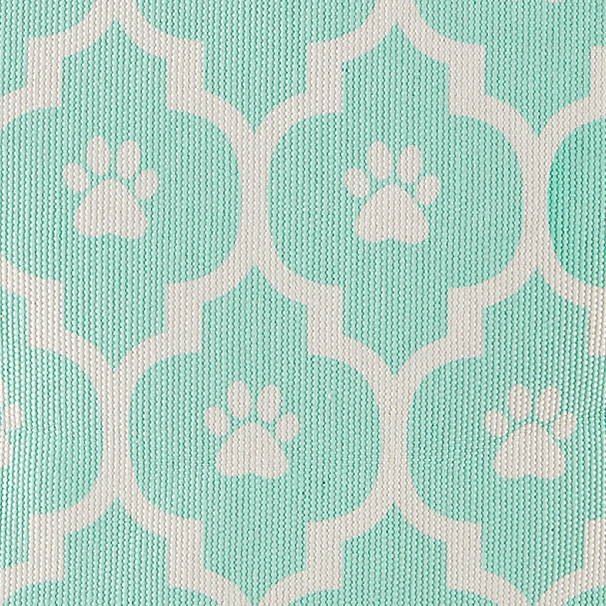 Bone Dry Pet Storage Bin, Lattice Paw Print, Aqua, Medium Round - 15x12"