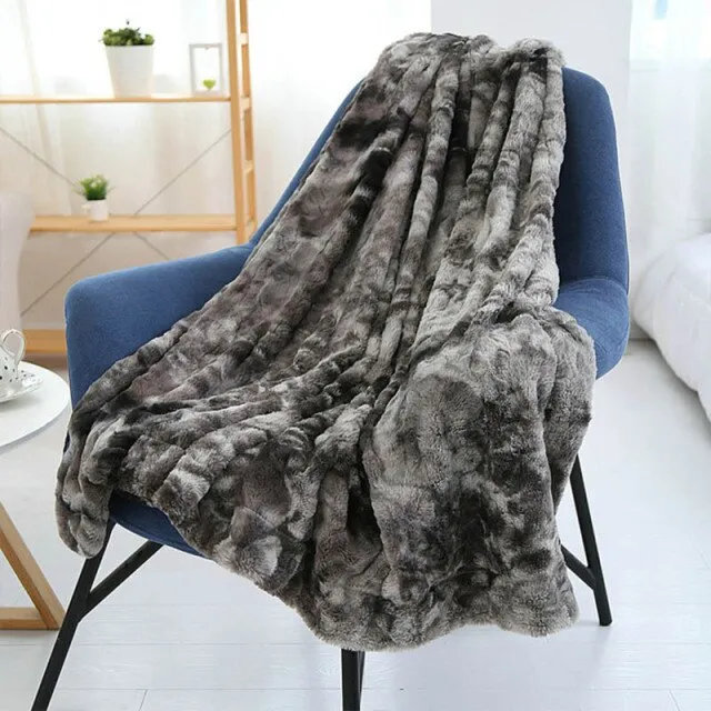 CANIRICA Blanket Faux Fur Bed Blanket Super Soft Fuzzy Thick Blanket Luxury Cozy Warm Fluffy Plush Throw Blanket For Bed Gift