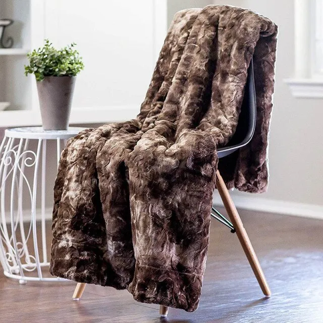 CANIRICA Blanket Faux Fur Bed Blanket Super Soft Fuzzy Thick Blanket Luxury Cozy Warm Fluffy Plush Throw Blanket For Bed Gift