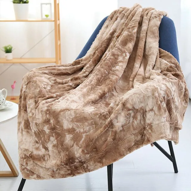 CANIRICA Blanket Faux Fur Bed Blanket Super Soft Fuzzy Thick Blanket Luxury Cozy Warm Fluffy Plush Throw Blanket For Bed Gift