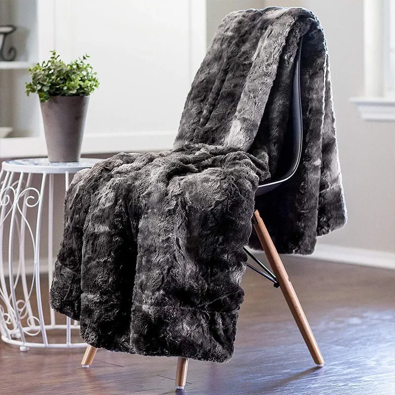 CANIRICA Blanket Faux Fur Bed Blanket Super Soft Fuzzy Thick Blanket Luxury Cozy Warm Fluffy Plush Throw Blanket For Bed Gift