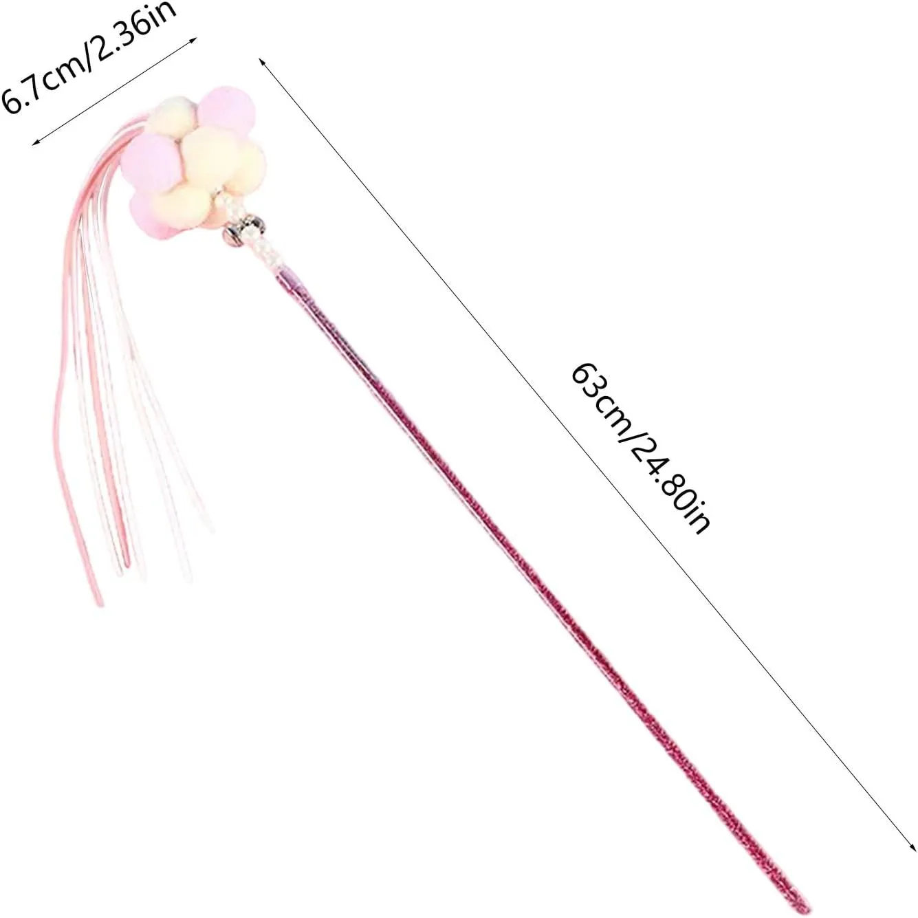 Cat Teasing Wand | Decorative Cat Teasing Toy | Cat Interactive Stick | Rainbow Play Wand Stick Funny Pet Interactive Toys, Cat Teaser Ribbons Rod for Cats Indoor and Outdoor Activity, Pink
