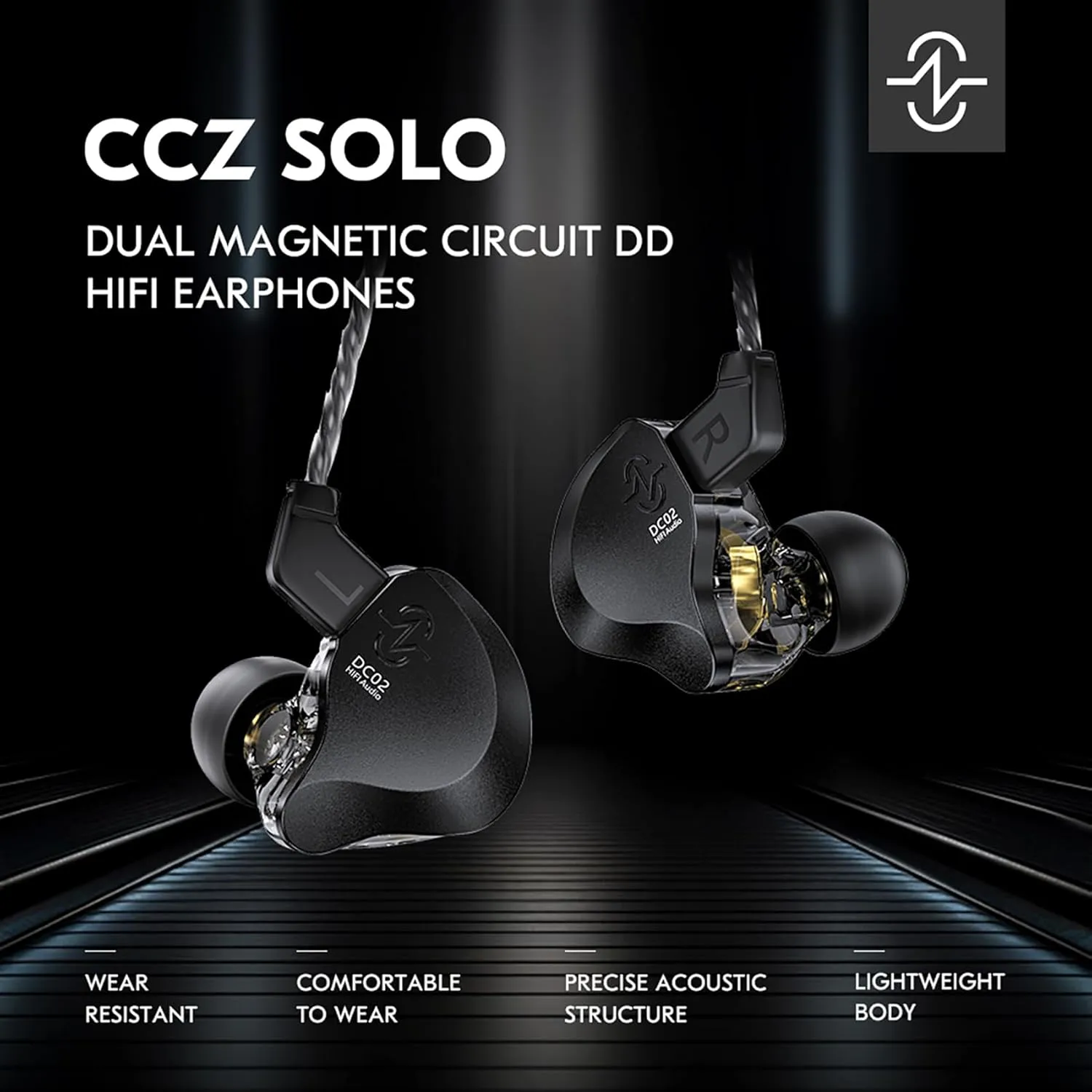 CCZ Solo Silver In Ear Monitor Wired IEM Headphone, DC02 Dual Magnetic Circuit DD HIFI Earphones, Professional Hifi Earphone, Stereo Sound Earbuds, With MIC