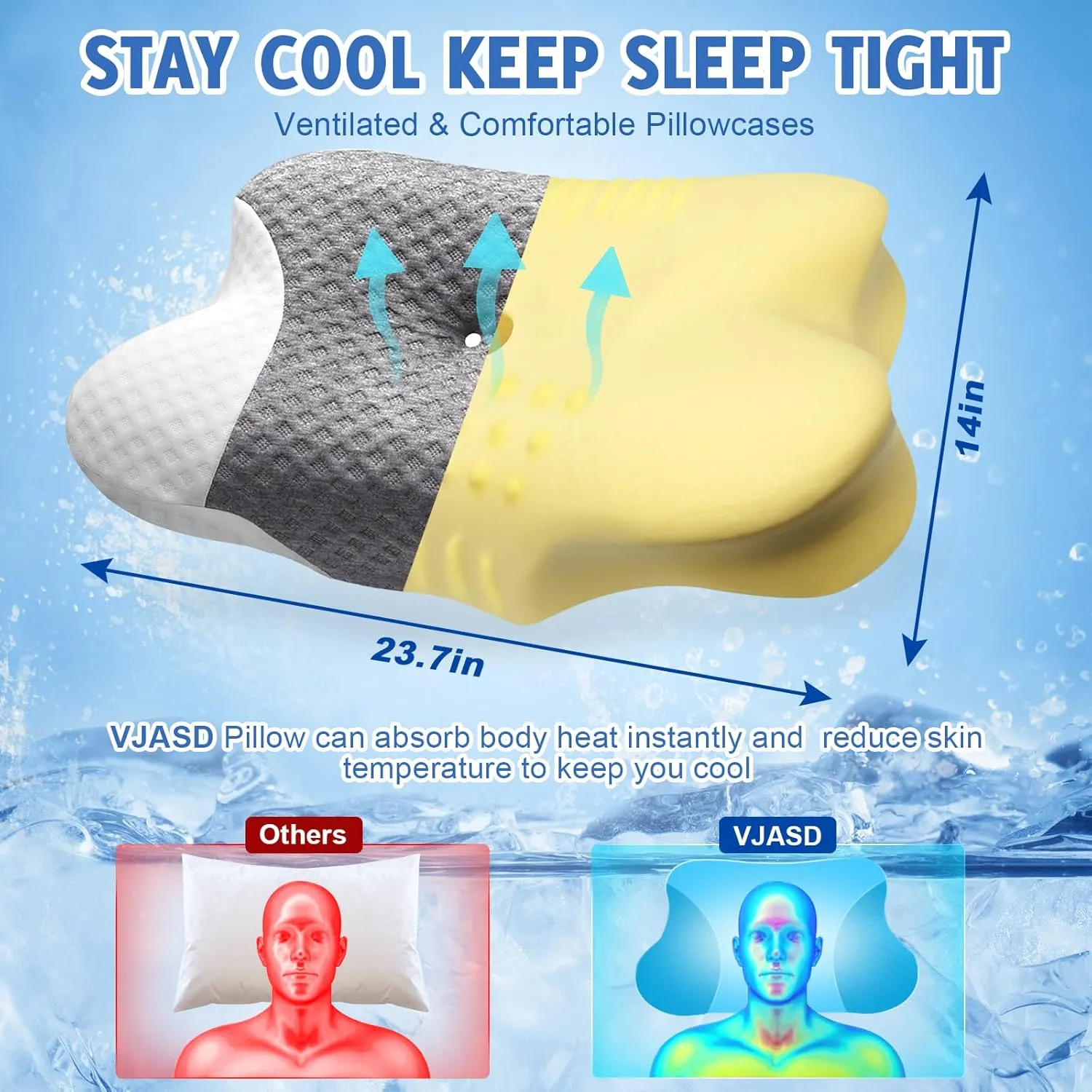 Cervical Neck Pillows with Memory Foam - Neck Pillows for Pain Relief Contour Memory Foam Pillows Ergonomic Neck Support - Adjustable Orthopedic Bed Pillows with Breathable Pillowcase for Sleeping