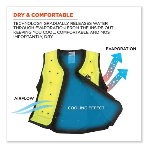 Chill-its 6685 Premium Dry Evaporative Cooling Vest With Zipper, Nylon, 2x-large, Lime, Ships In 1-3 Business Days