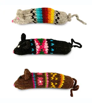 Chilly Dog "Chilly Wooly Mice" Hand Knit, Catnip Filled Cat Toys
