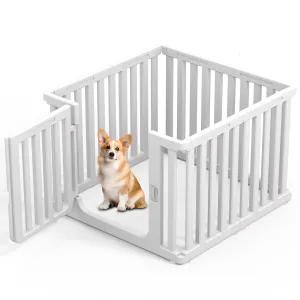 Citylife Plastic Dog Playpen for Indoor Outdoor, 7-Panel Portable Pet Play Pen Puppy Playpen with Secure Locking Door Keep Pets Secure, Easy Assemble and Fold