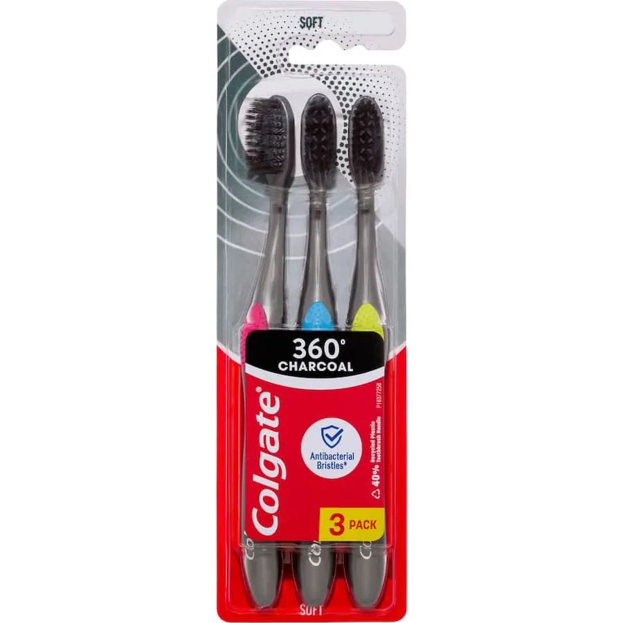 Colgate 360 Toothbrush Charcoal Soft Value Pack