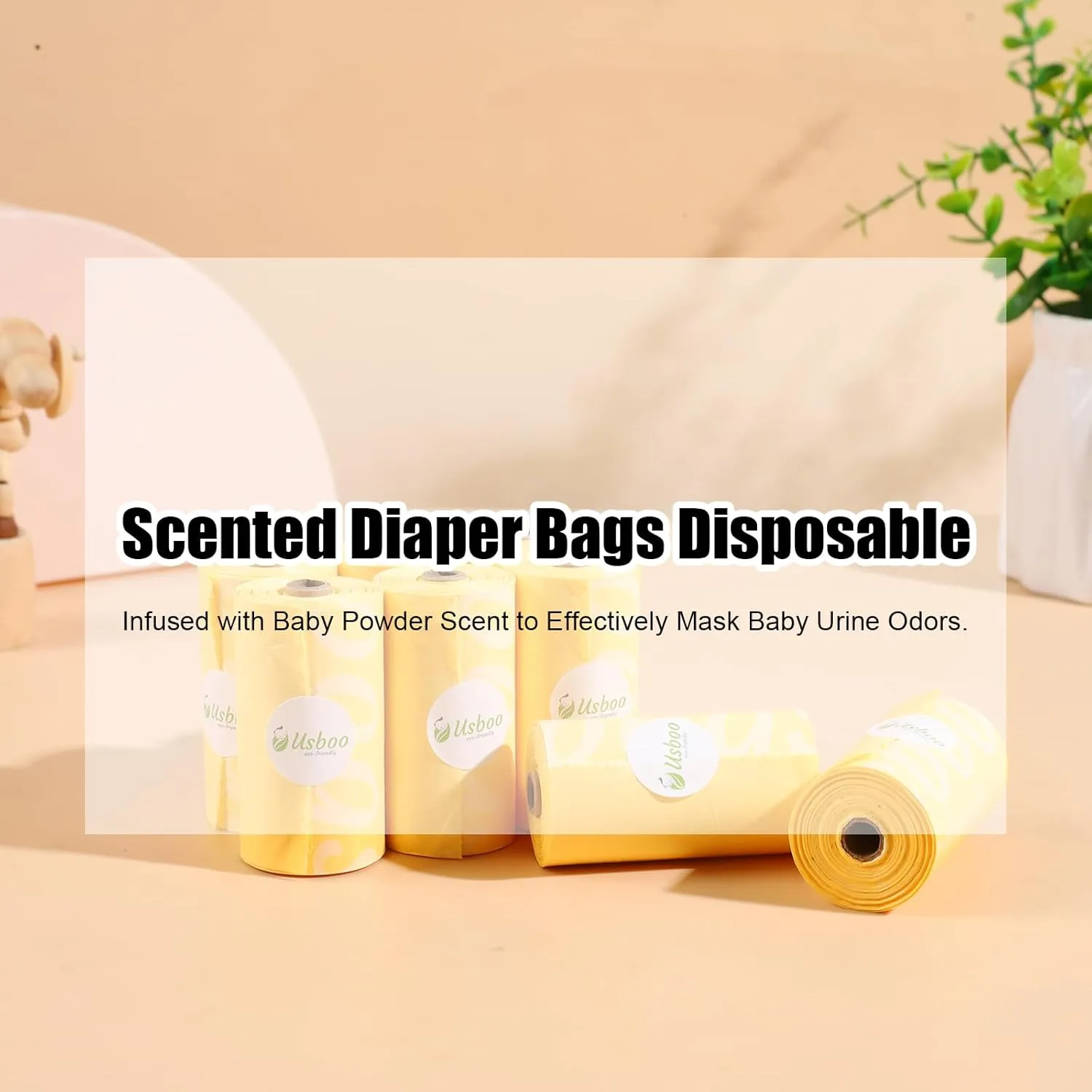 Diaper Disposal Bags - 8 Refill Rolls/120 Pack Baby Poop Bag with Dispenser | Tropical Fruit Scented | Leak Proof & Trash Bags for Diapers
