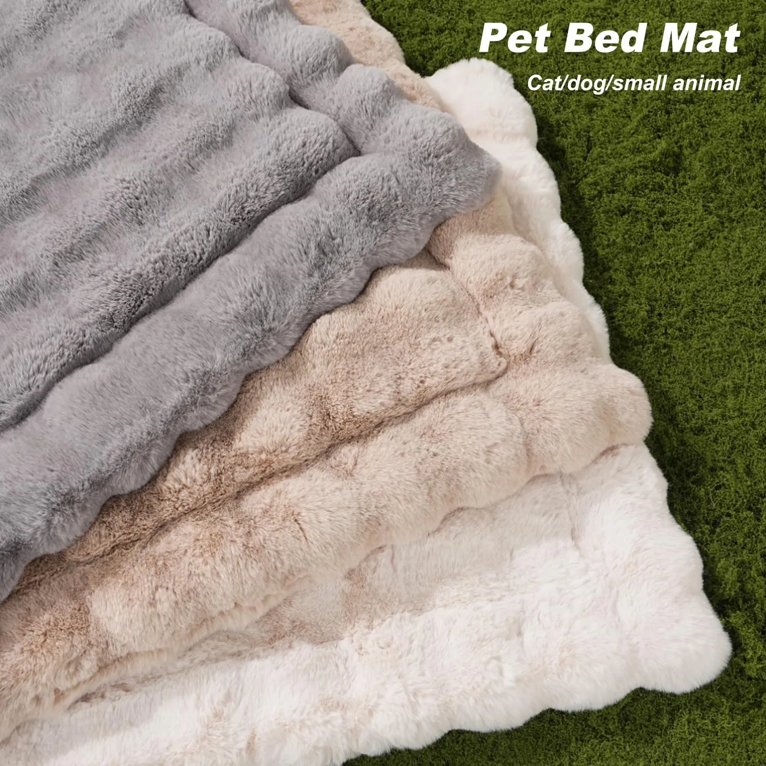 Dog Beds Mats Cat Bed Mat Plush Faux Fur Puppy Pad with Anti-Skid Bottom Cozy Kitten Bed for Carriers/Floor Dog Friendly 35 x 27 Inch Large Coffee