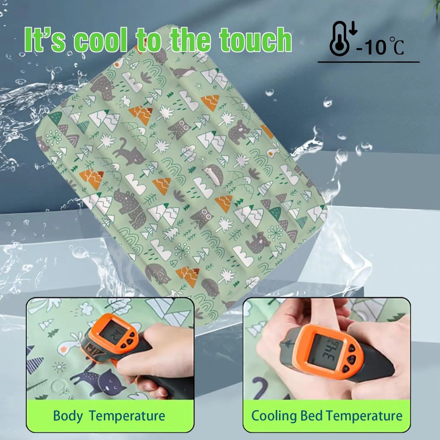 Dog Cooling Mat, Pet Self-Cooling Mat Pad Bed for Dogs Cats and Rabbits Easy Washable Summer Cool Down Comfortable Mat for Pet (Small Forest)