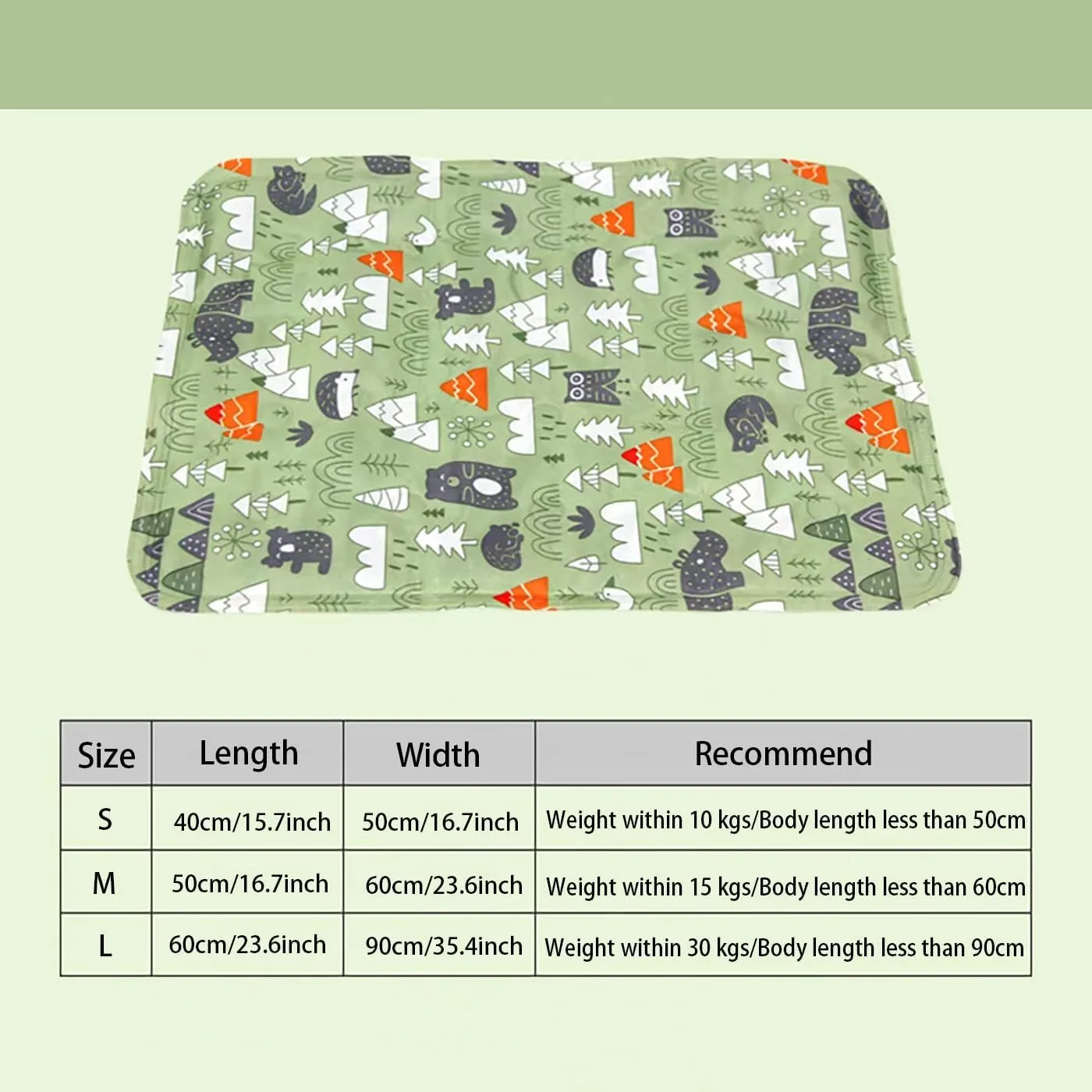 Dog Cooling Mat, Pet Self-Cooling Mat Pad Bed for Dogs Cats and Rabbits Easy Washable Summer Cool Down Comfortable Mat for Pet (Small Forest)