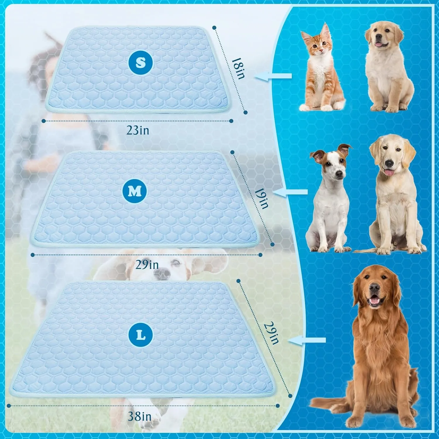 Dog Cooling Mat Thicken Breathable Arc-Chills Cooling Mat for Large Dogs | 5F Drop Pet Cool Pad Non-Slip Washable Cat Cool Bed for Indoor | Outdoor