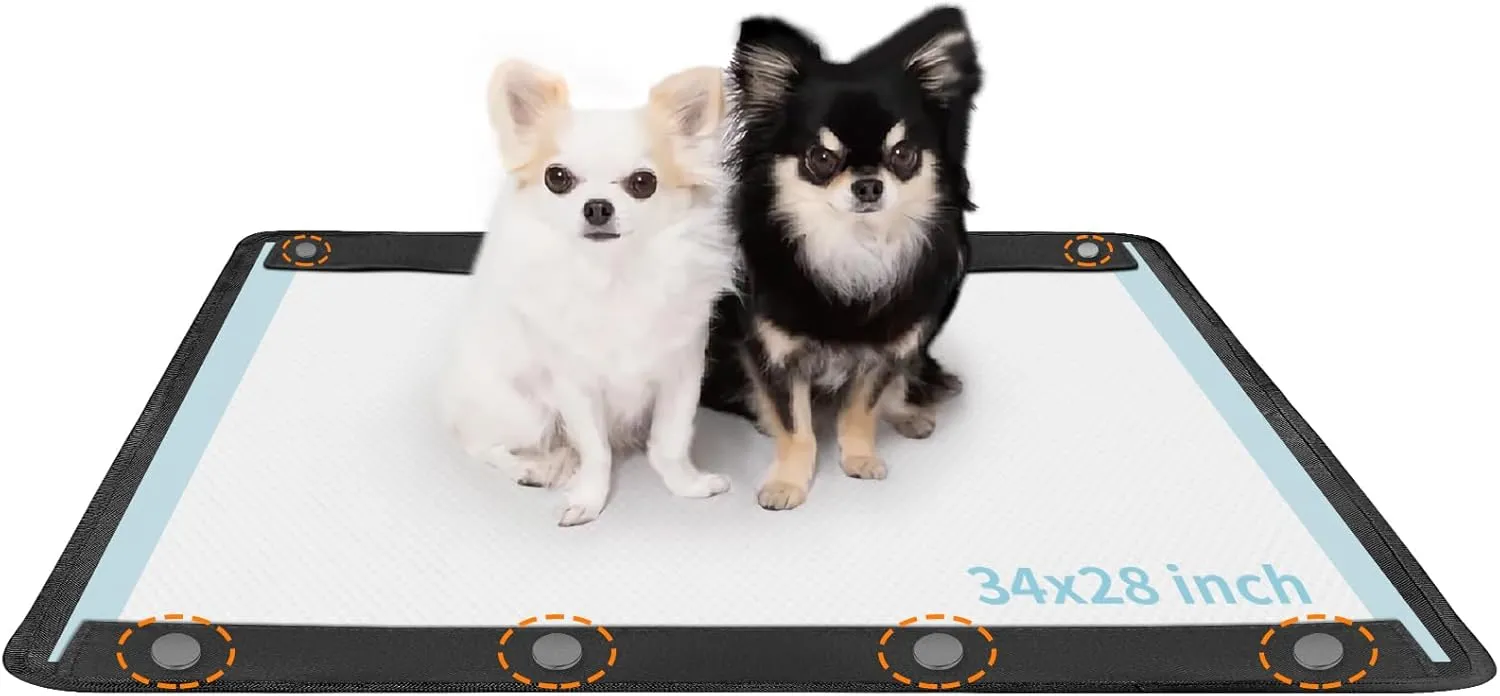 Dog Pee Pad Holder, Puppy Pad Holder, Oxford Cloth Material Soft & Durable, 8 Magnetic Clips, Fit 28x34 Pad, Black