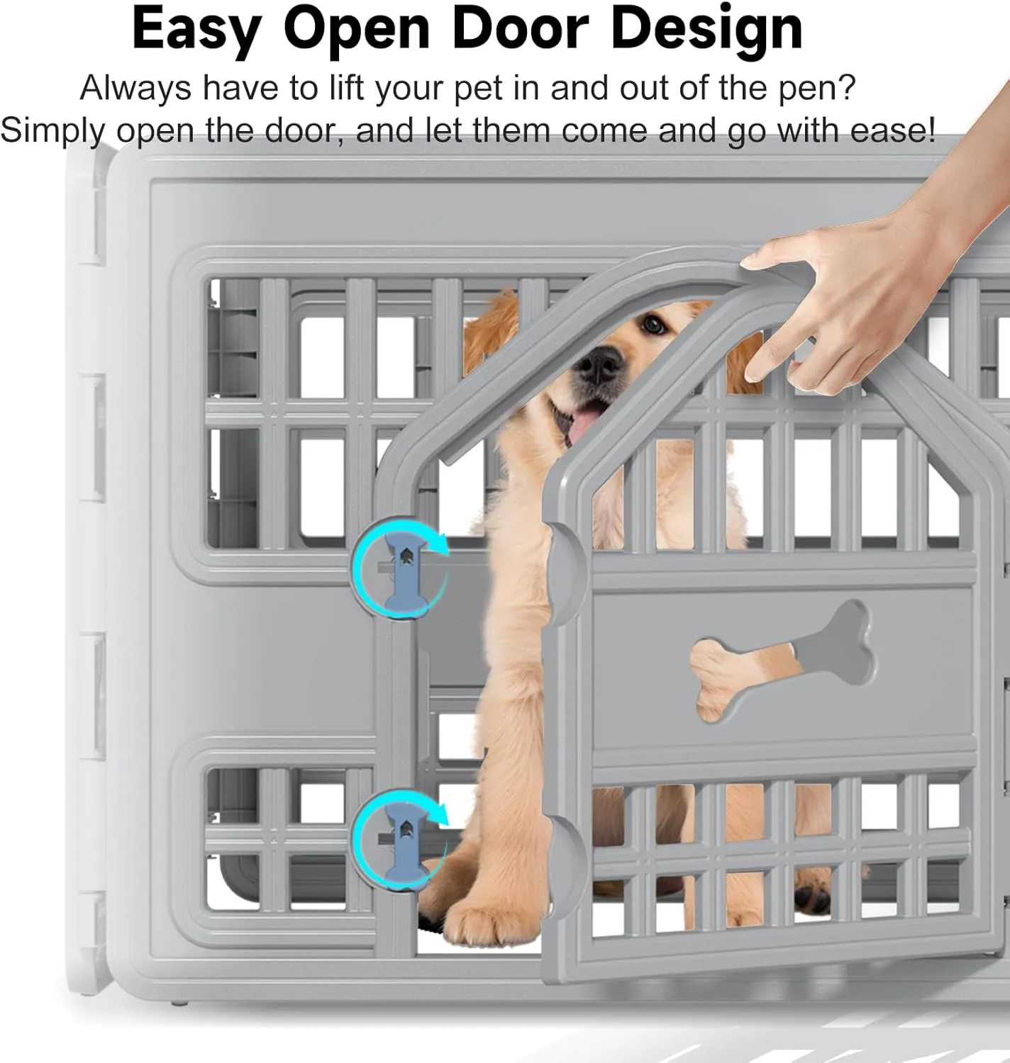 DRATO Dog Pet Playpen Gate for Dogs Cats Safe Secure Indoor Outdoor Pet Fence with Gate Easy to Clean Keep Pets Secure (Gray, 33.54 * 33.54 * 23.82, 4)