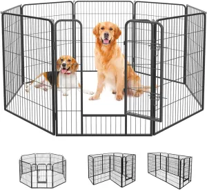 FDW Dog Playpen Dog Pen Dog Kennel 8 Panels 40 Inch Hight Indoor Outdoor Folding Metal Portable Puppy Exercise Pen Heavy Duty Dog Fence for Yard Camping,Black