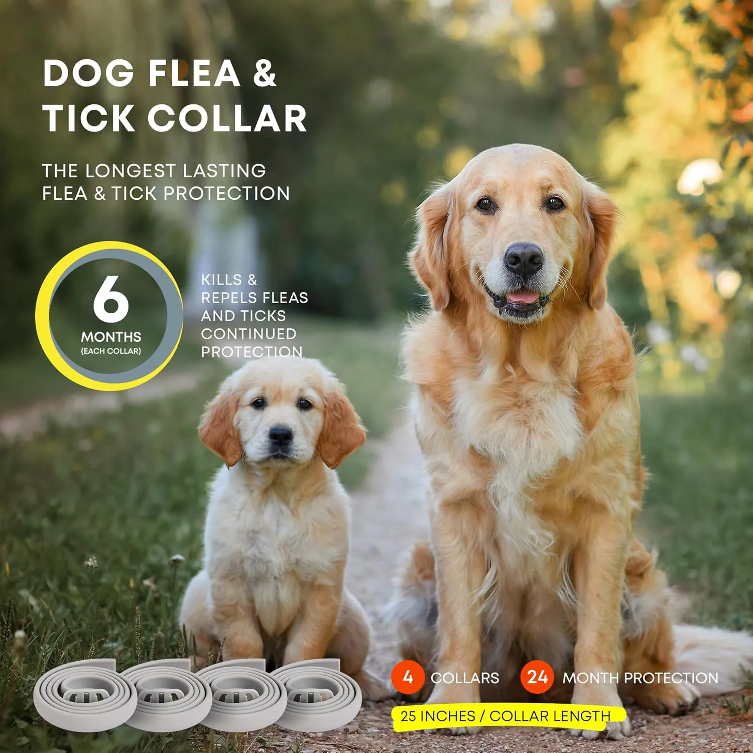 Flea and Tick Prevention Collars for Dogs: Effective Pet Flea Tick Treatment for Dog Collar - Adjustable Natural Flea Tick Collars for Extra Large, Medium, Small Dogs, Flea Tick Control for Puppies