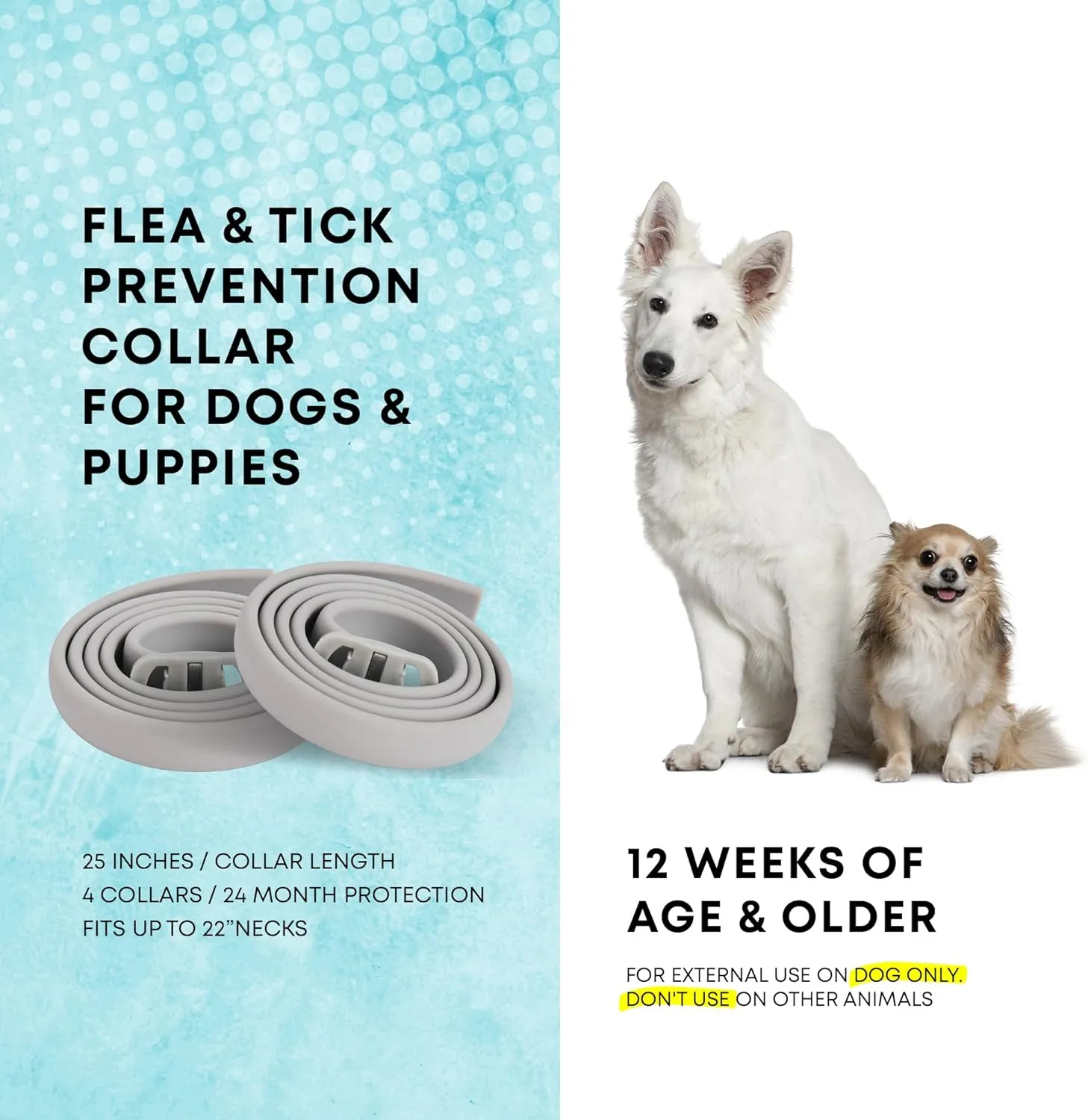Flea and Tick Prevention Collars for Dogs: Effective Pet Flea Tick Treatment for Dog Collar - Adjustable Natural Flea Tick Collars for Extra Large, Medium, Small Dogs, Flea Tick Control for Puppies