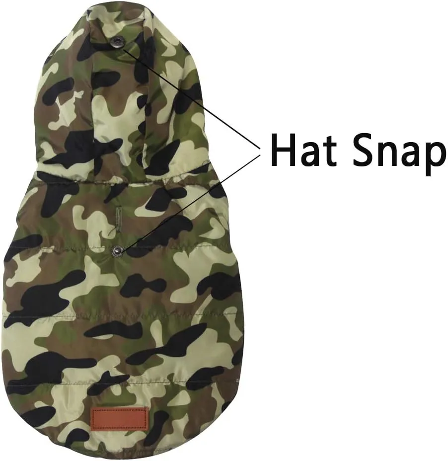 Fleece Lining Extra Warm Dog Hoodie in Winter,Small Dog Jacket Puppy Coats with Hooded,Green Camo S
