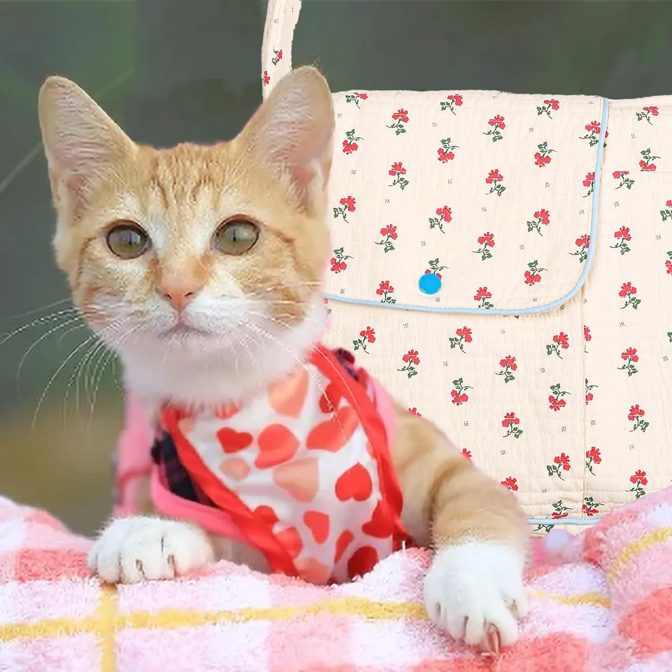 Flower Pet Sling Carrier for Small Dogs and Cats, Breathable Cotton Cats Carrier PurseFloral Print Puppy Bag 3-10 Lbs, Hand Free Travel Chest Cat Sling Gifts for Pet Mom GirlsWhite, Small