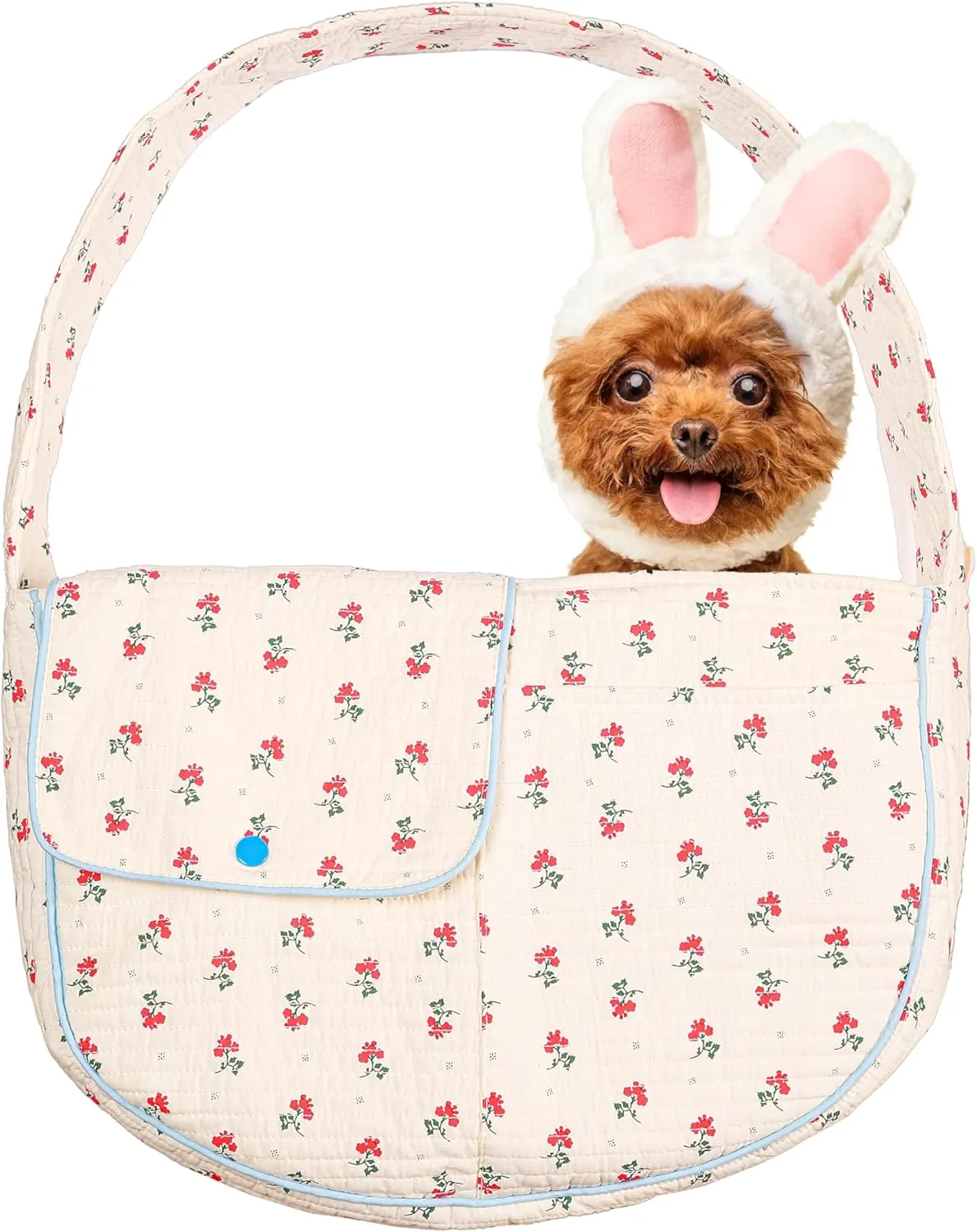 Flower Pet Sling Carrier for Small Dogs and Cats, Breathable Cotton Cats Carrier PurseFloral Print Puppy Bag 3-10 Lbs, Hand Free Travel Chest Cat Sling Gifts for Pet Mom GirlsWhite, Small