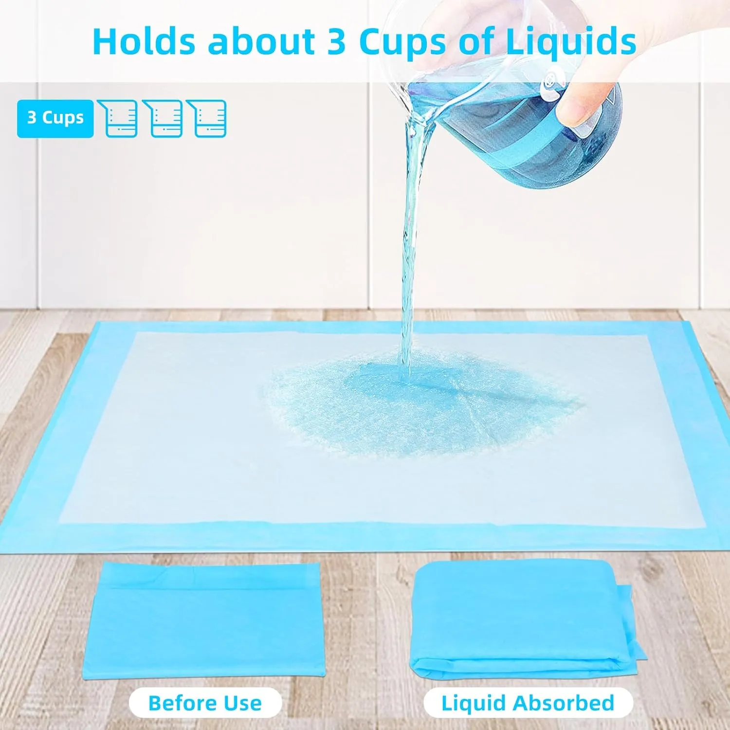 FluffyDream Super Absorbent Waterproof Dog and Puppy Pet Training Pad, Housebreaking Pet Pad,Blue (22"x22" (50PCS))