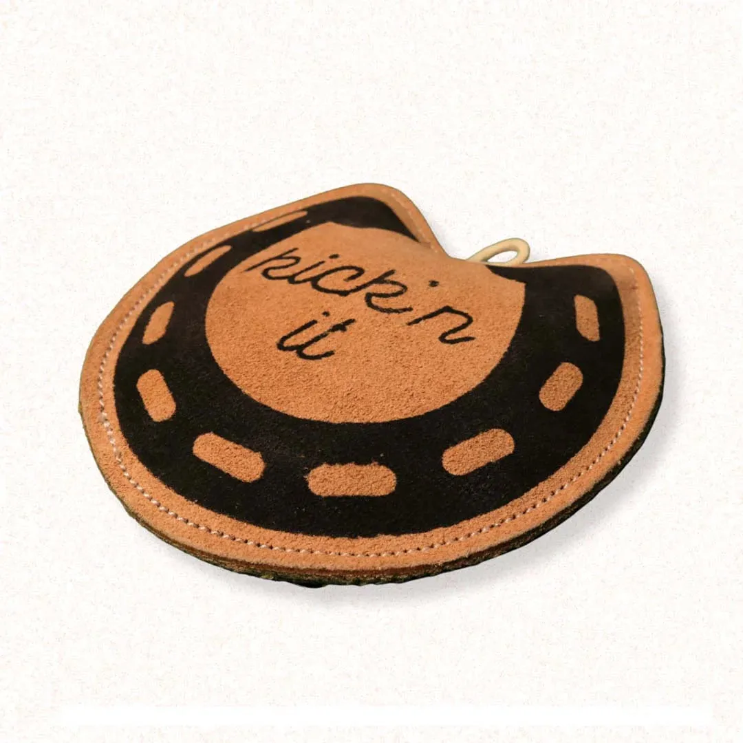 Furrycastle Leather Horse Shoe Chew Toy: Durable Natural Leather Squeaky Toy for Dogs